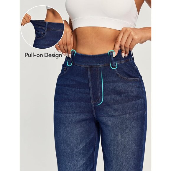 Women’s Straight Leg Jeans Denim High Waisted Stretch & Tummy Control - Picture 4 of 5